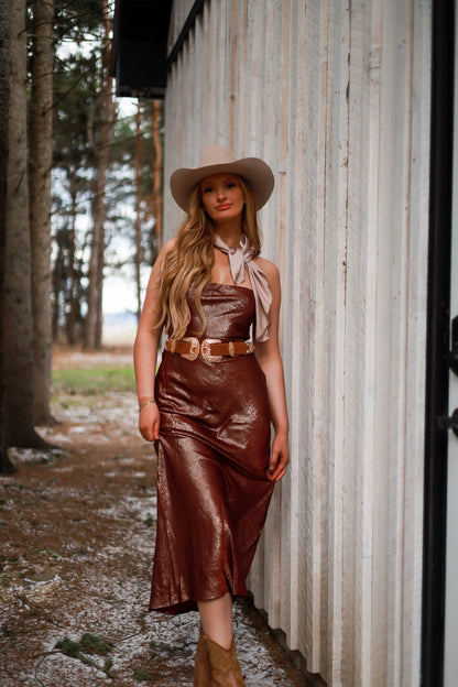 Maverick Metallic Dress - Gold