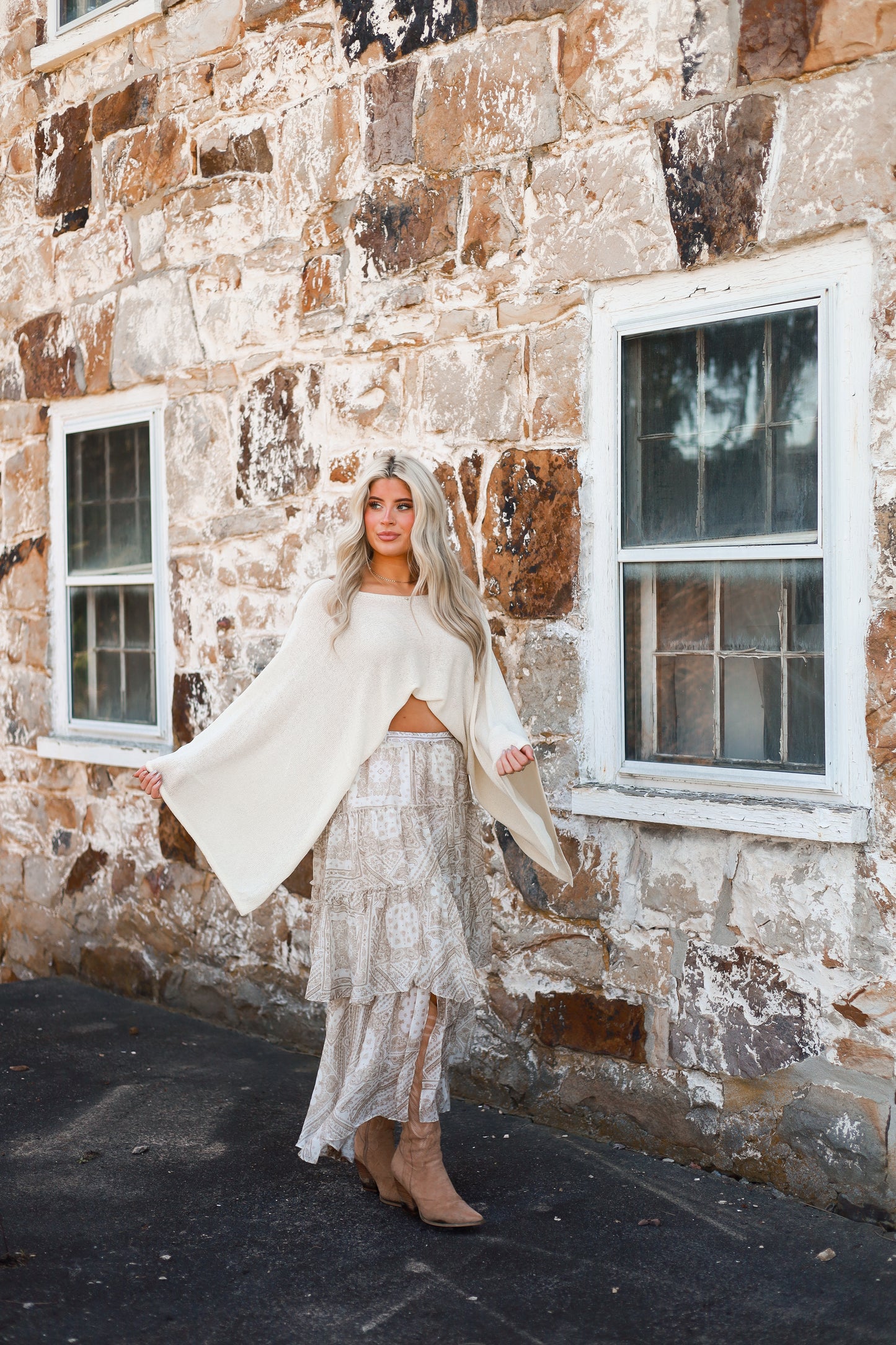 Timeless Terrace Poncho Sweater - Cream