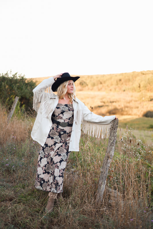 Statton Suede Fringe Jacket - Cream