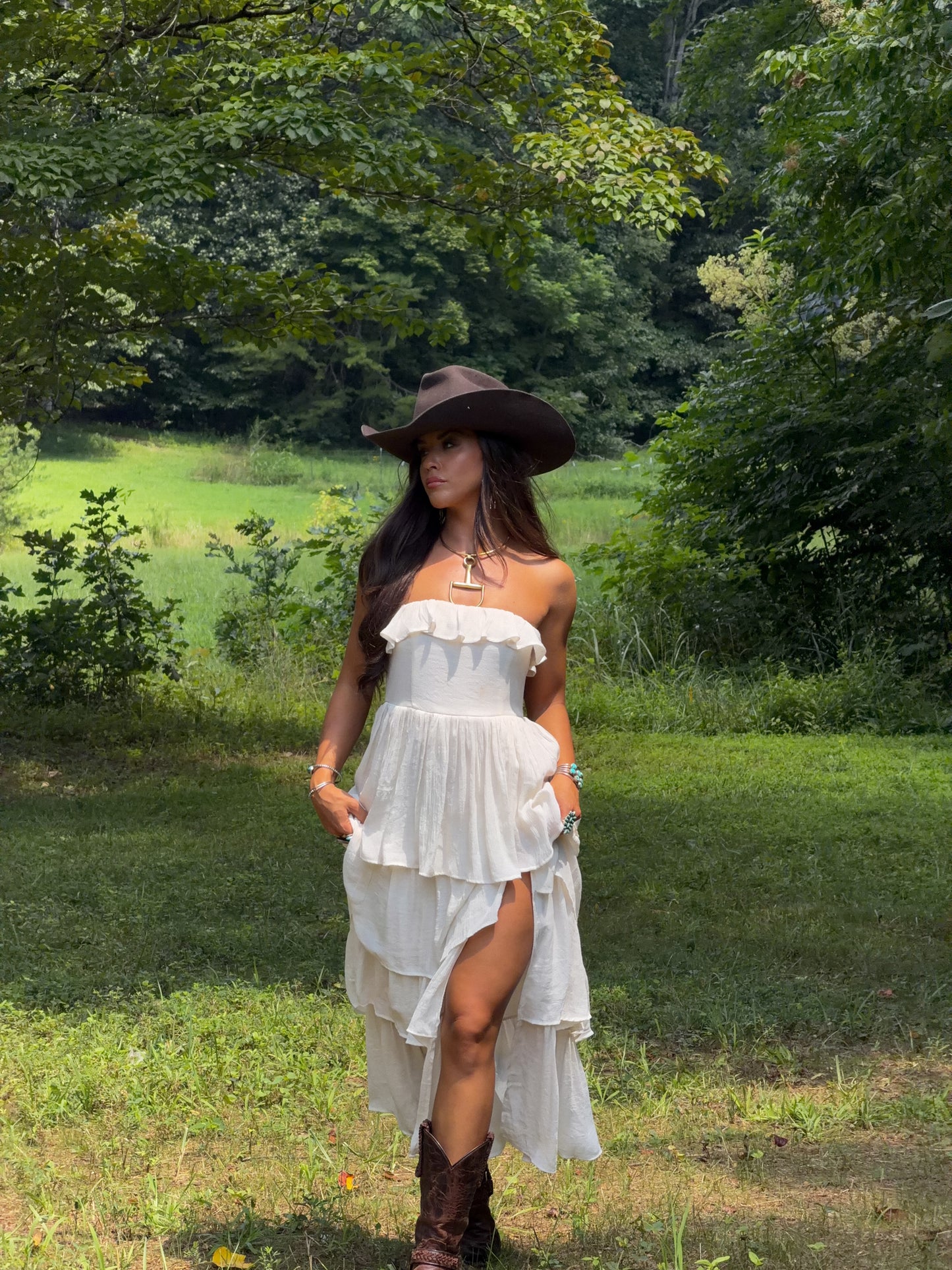 Meadow Muse Ruffle Dress - Cream