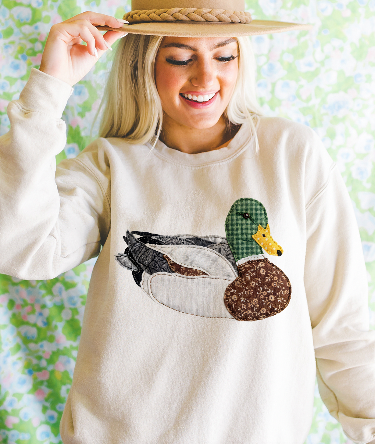 Mallard Duck Patchwork Crewneck