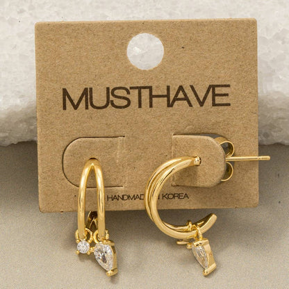 Double Hoop Earrings - Gold