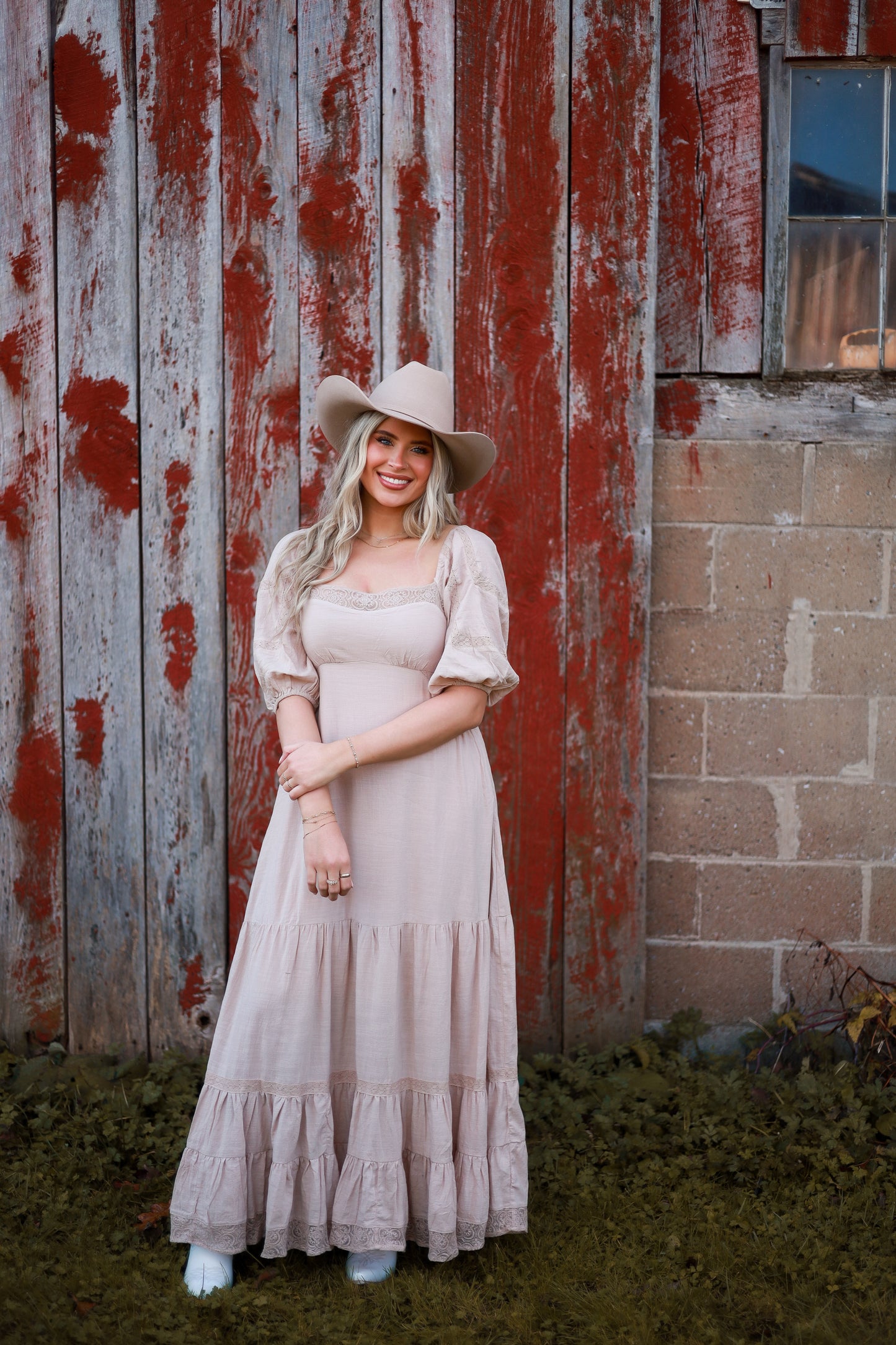 Soft Petal Lace Maxi Dress - Cream