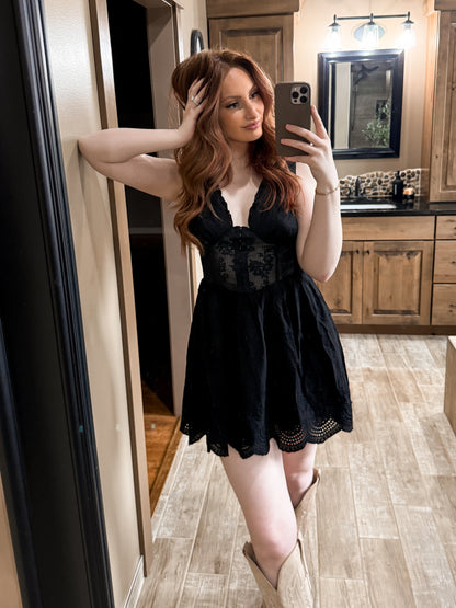 Southern Sweet Fit & Flare Dress - Black