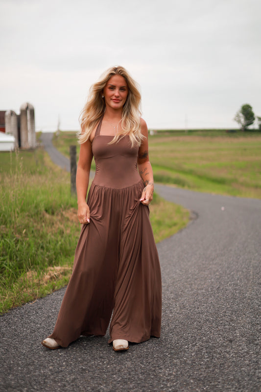 Mocha Halter Jumpsuit