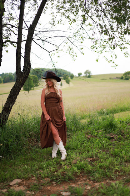 Brown Sugar Strapless Midi Dress