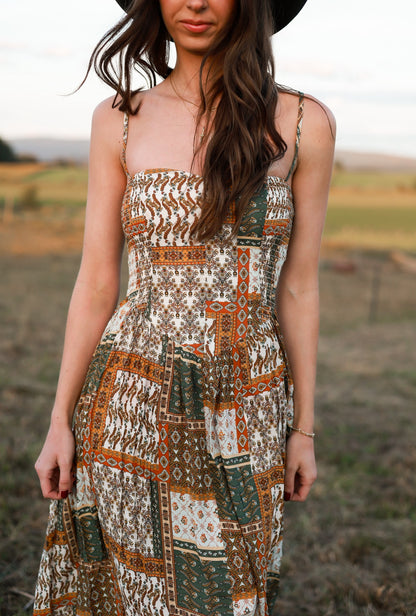 Marigold Drop-Waist Patchwork Dress