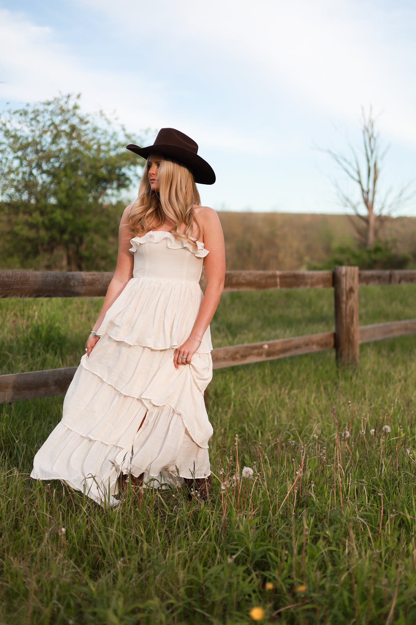 Meadow Muse Ruffle Dress - Cream