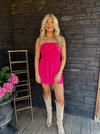 Savannah Romper - Hot Pink