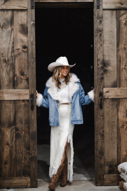 Big Sky Oversized Denim Fur Jacket