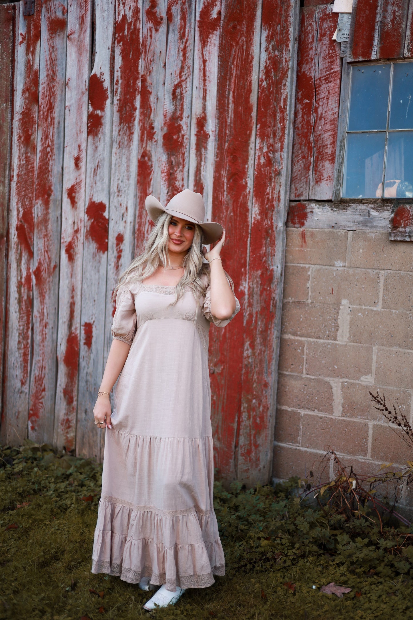 Soft Petal Lace Maxi Dress - Cream