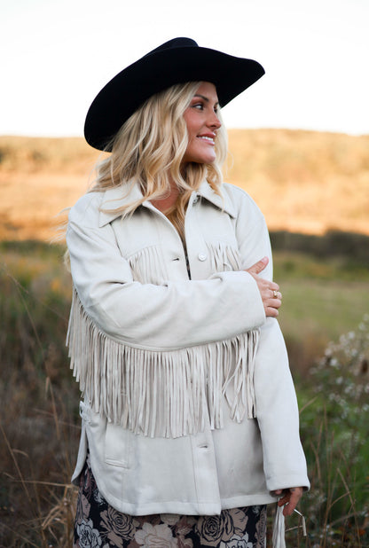 Statton Suede Fringe Jacket - Cream