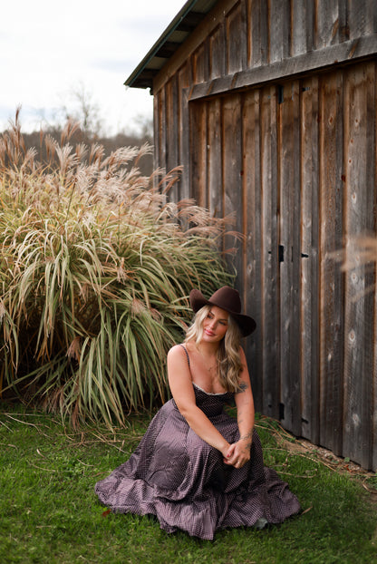 Storybook Lace Midi Dress - Brown