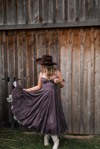 Storybook Lace Midi Dress - Brown