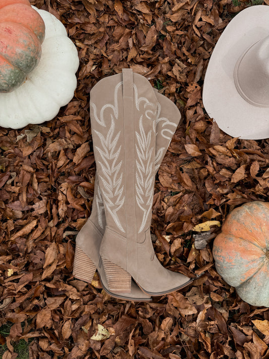 Lola Western Boots - Dark Taupe