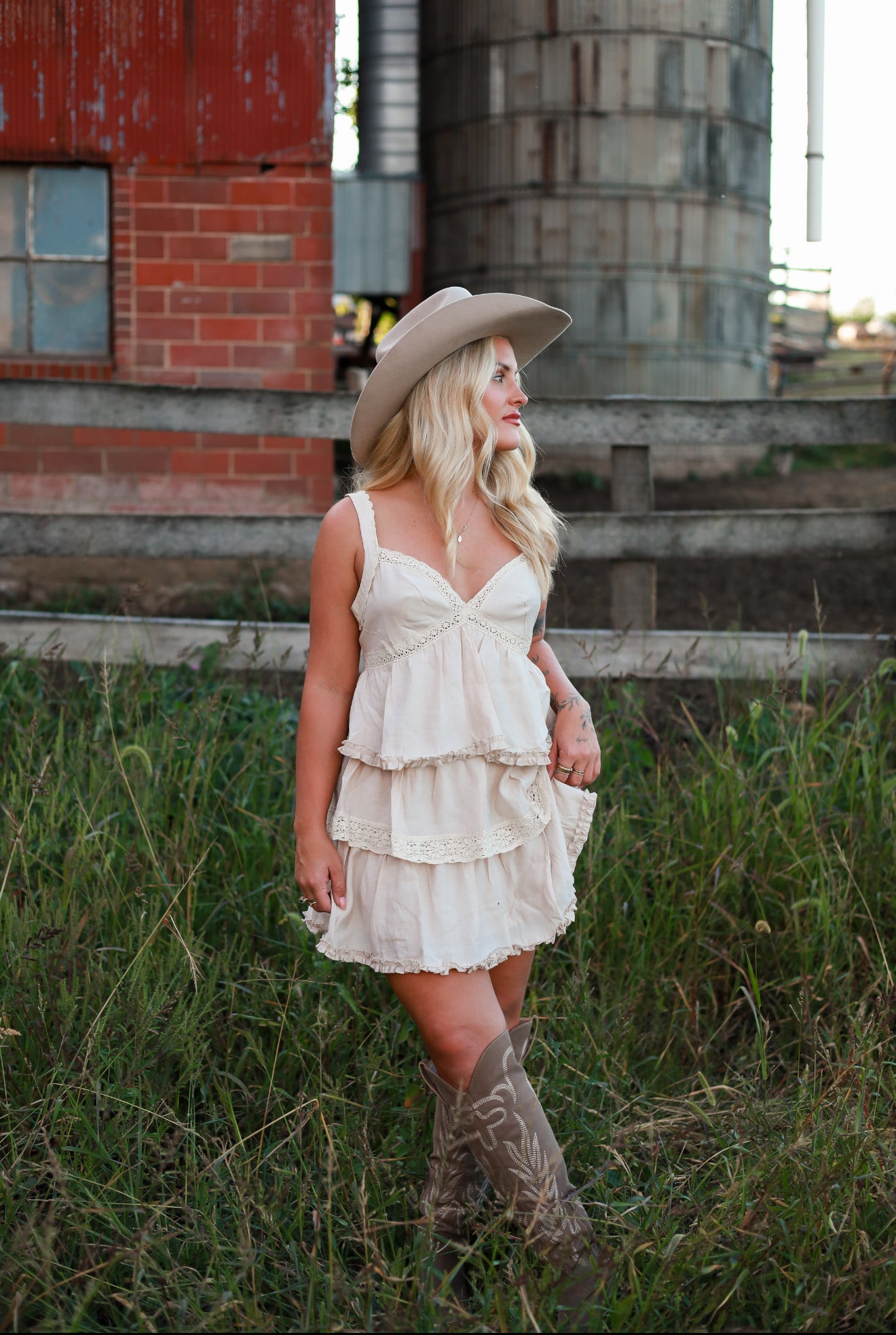Cream Cottage Tired Lace Mini Dress