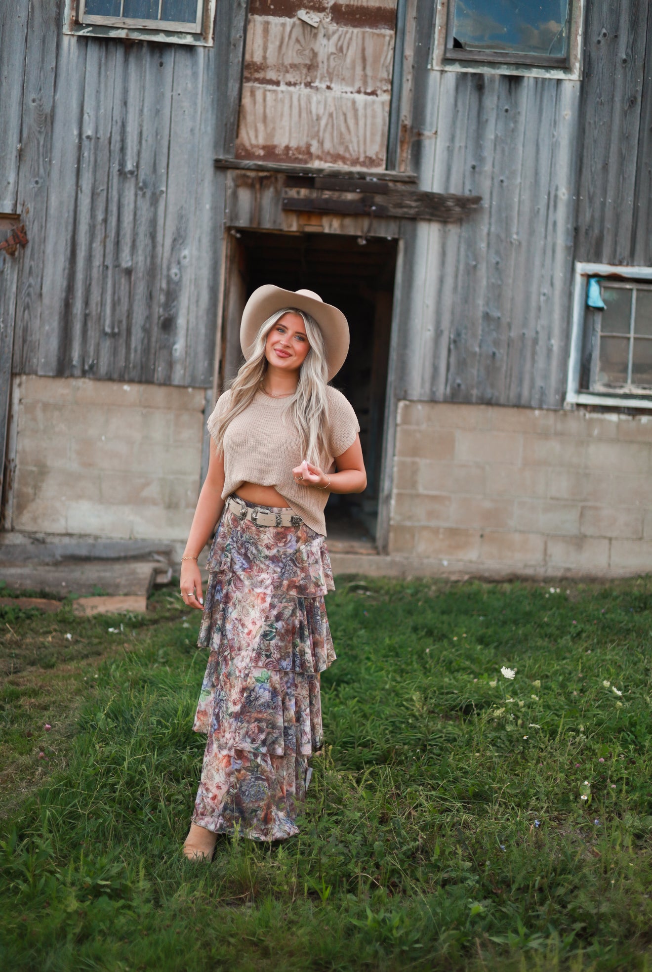 Meadowlark Blooms Tiered Maxi Skirt