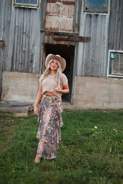 Meadowlark Blooms Tiered Maxi Skirt