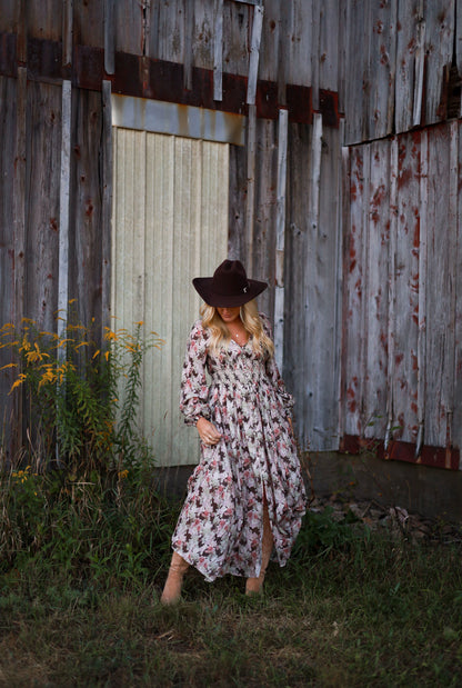 Spiced Orchard Maxi Dress - Brown