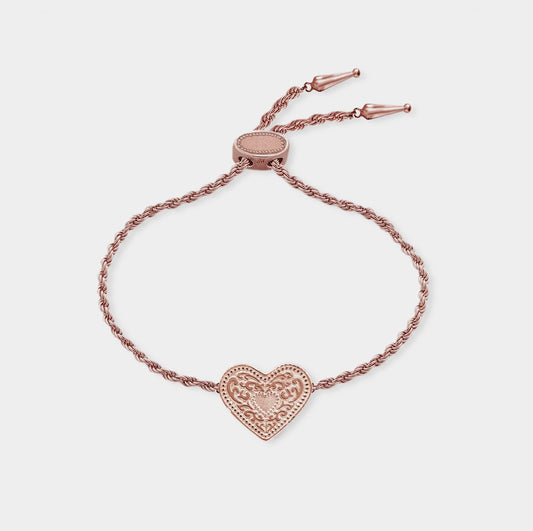Belt Buckle Heart Bracelet - Rose Gold