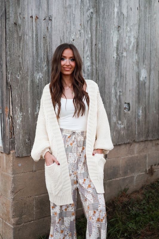Marshmallow Cream Chunky Knit Cardigan