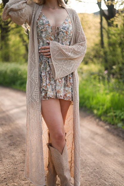 Bohemian Crochet Knit Cardigan – Oat