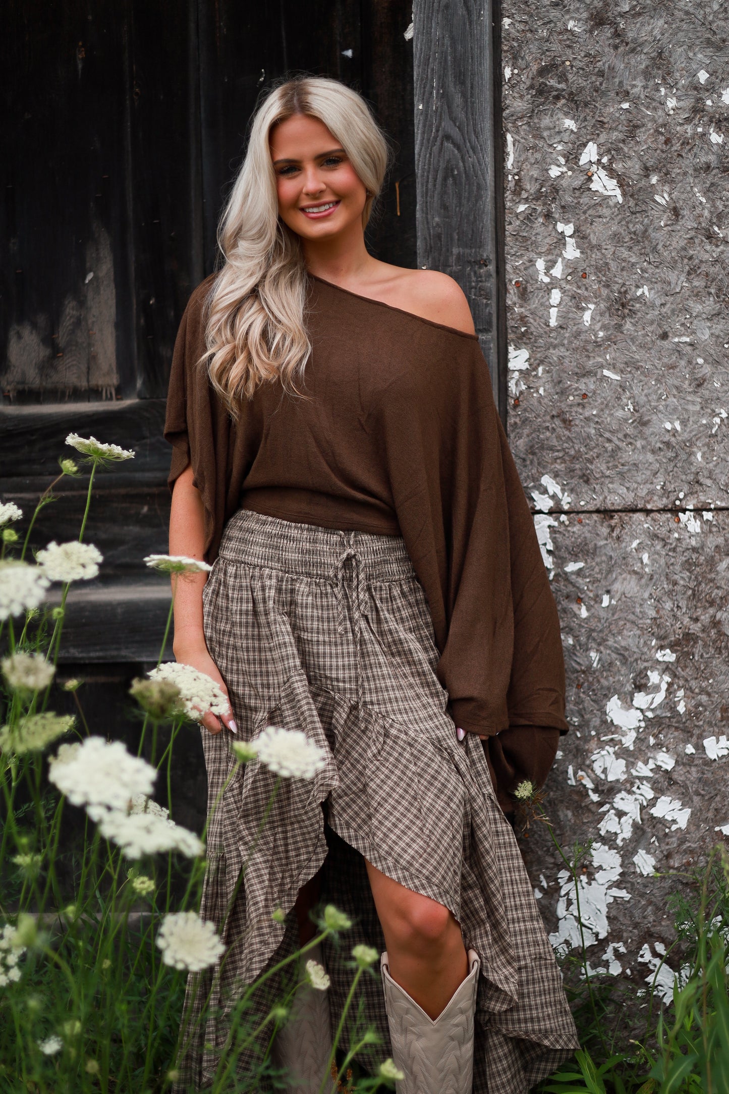 Asymmetrical Knit Top - Tobacco