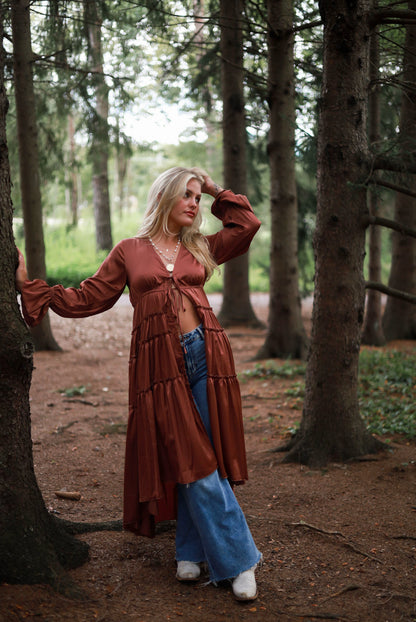 Folklore Duster Dress - Rust