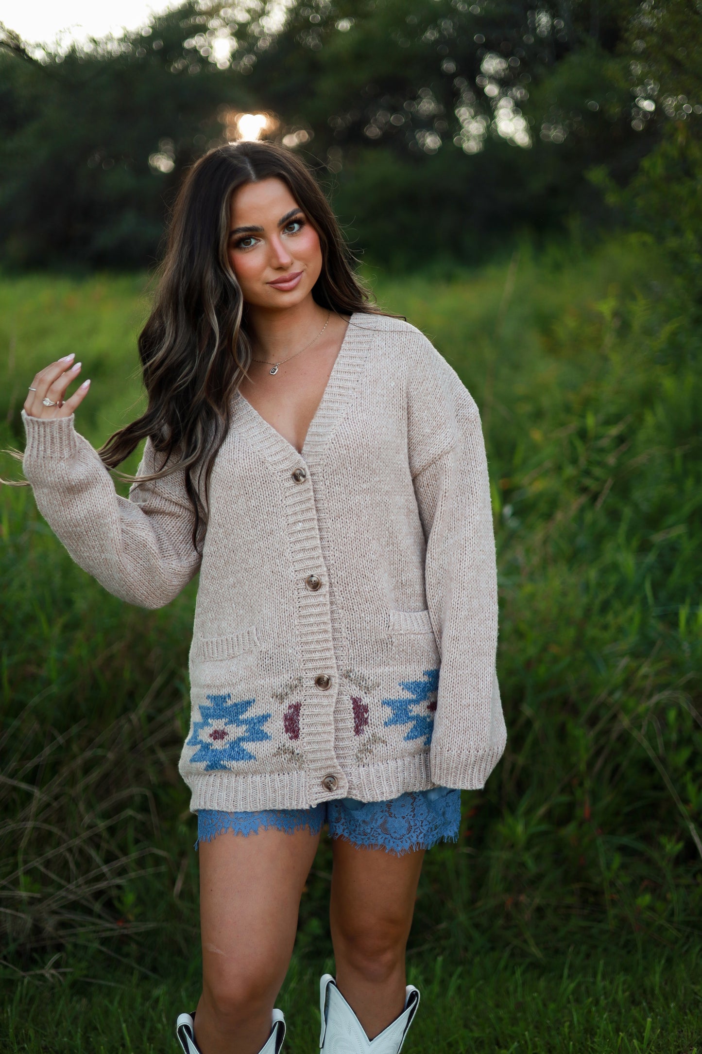 Oversized Western Aztec Cardigan