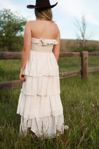 Meadow Muse Ruffle Dress - Cream