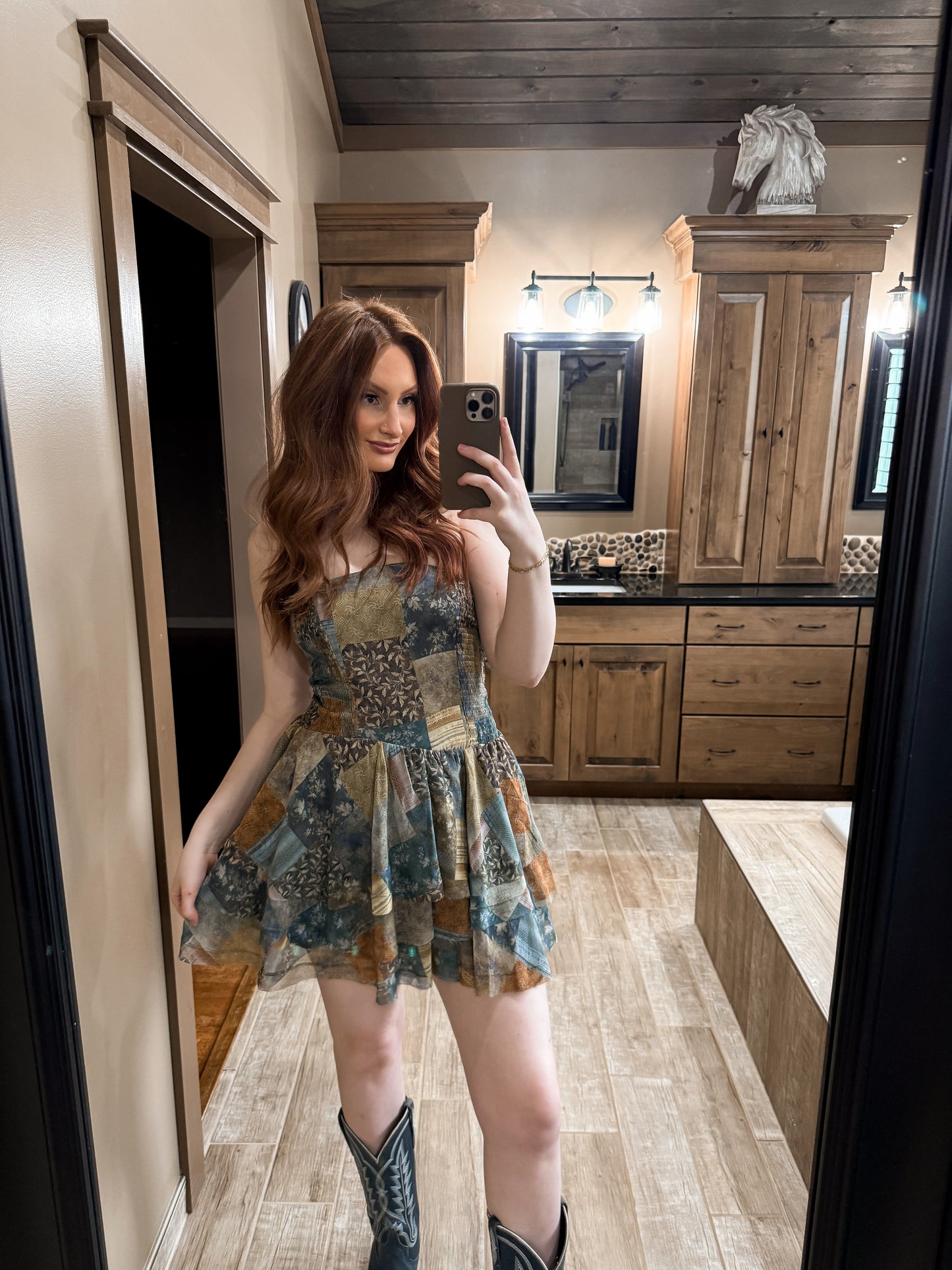 Country Patchwork Ruffle Romper