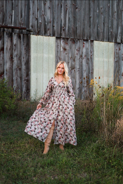 Spiced Orchard Maxi Dress - Brown