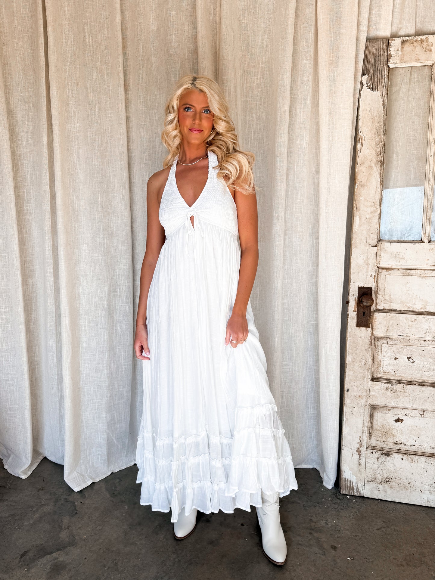 Coastal Haven Maxi Dress - White