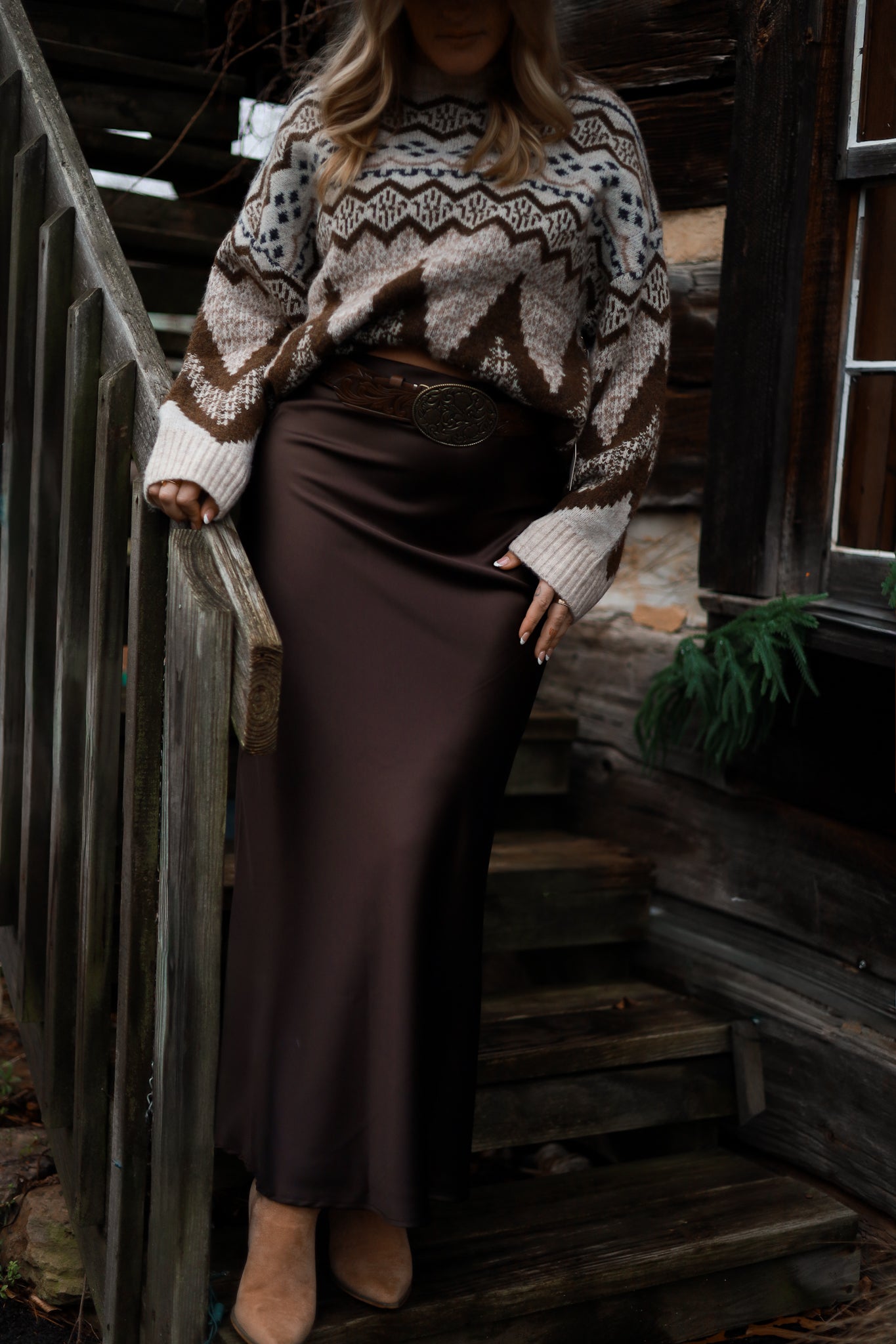 Old Creek Satin Skirt - Brown