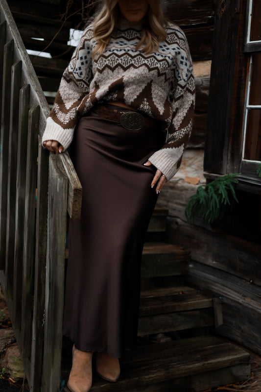 Old Creek Satin Skirt - Brown