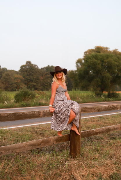 Jackson Gingham Maxi Dress - Brown