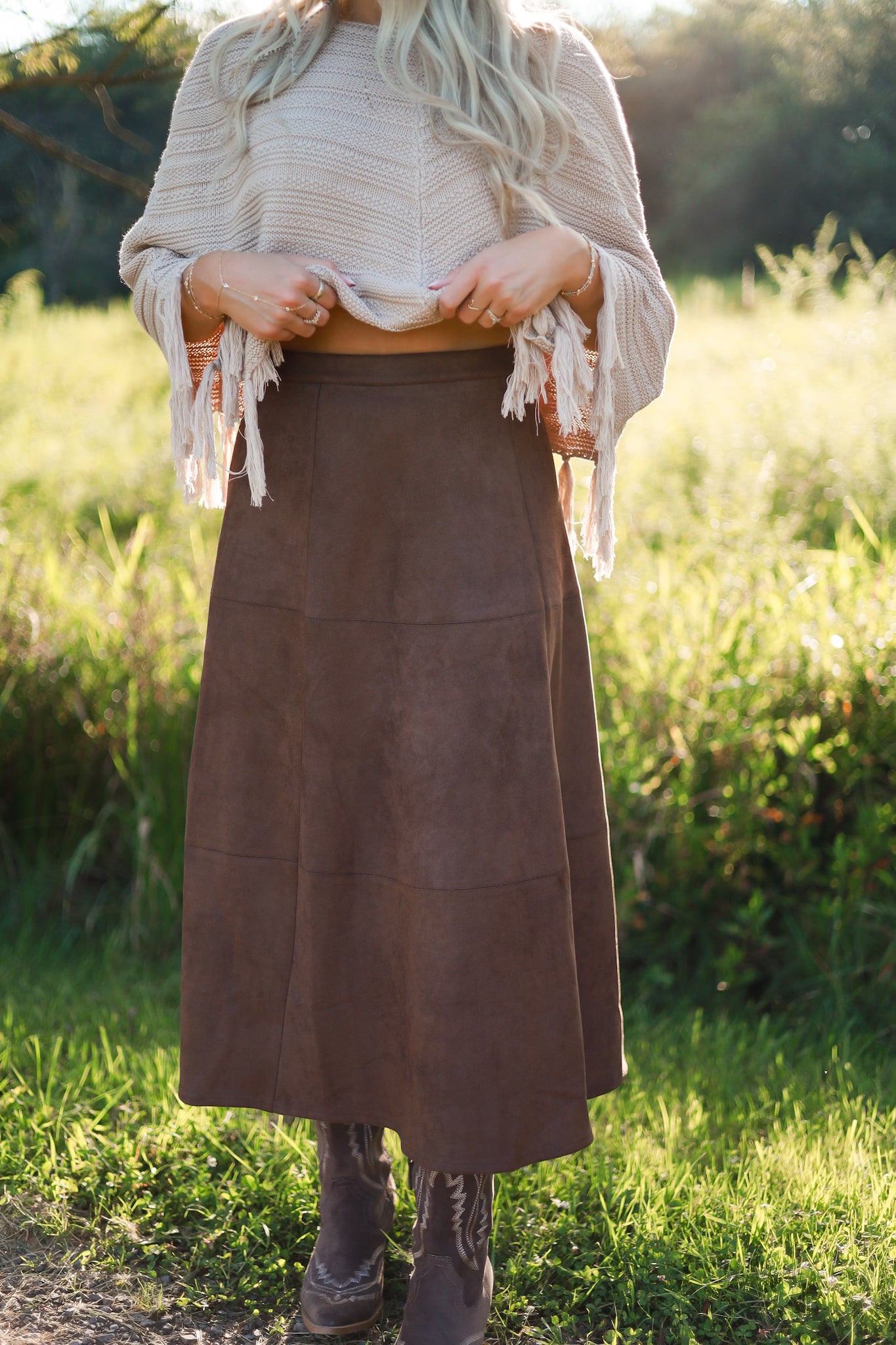 Saddle Suede Midi Skirt