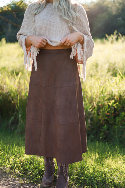 Saddle Suede Midi Skirt