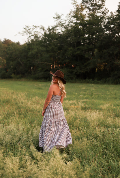 Jackson Gingham Maxi Dress - Brown