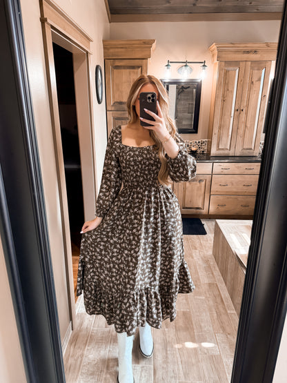 Layla Floral Maxi Dress - Brown