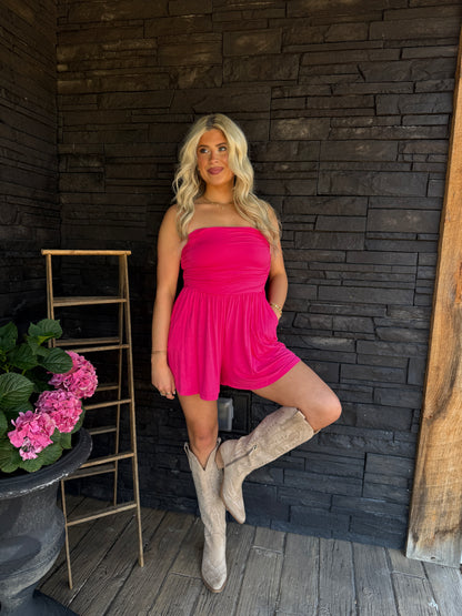 Savannah Romper - Hot Pink