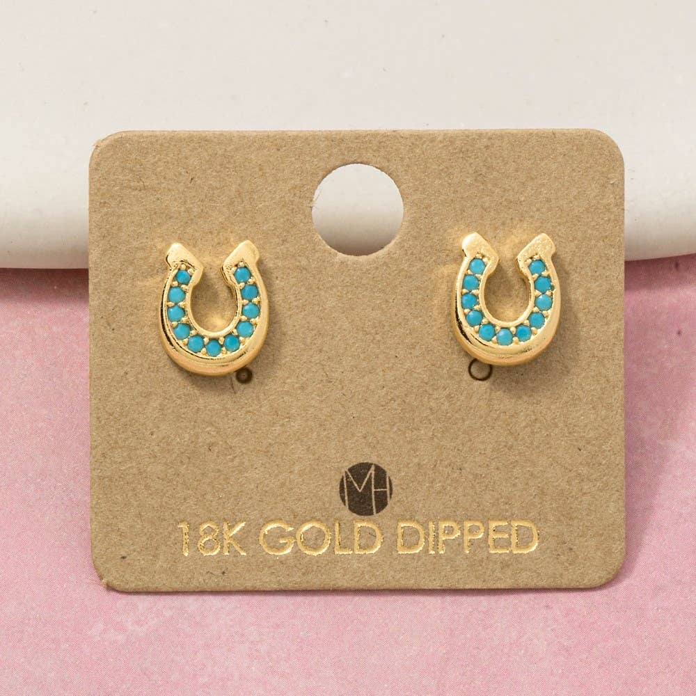 Turquoise Horse Shoe Stud Earrings