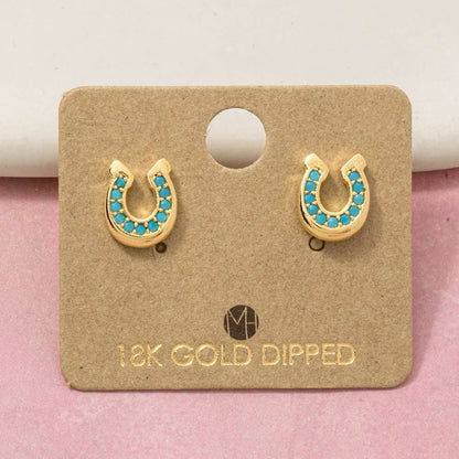Turquoise Horse Shoe Stud Earrings