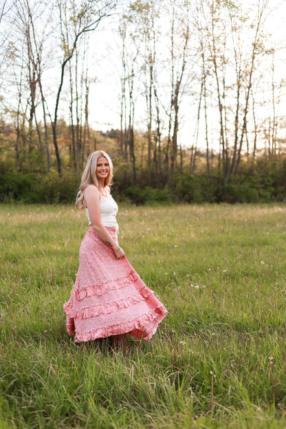 Strawberry Fleur Maxi Skirt