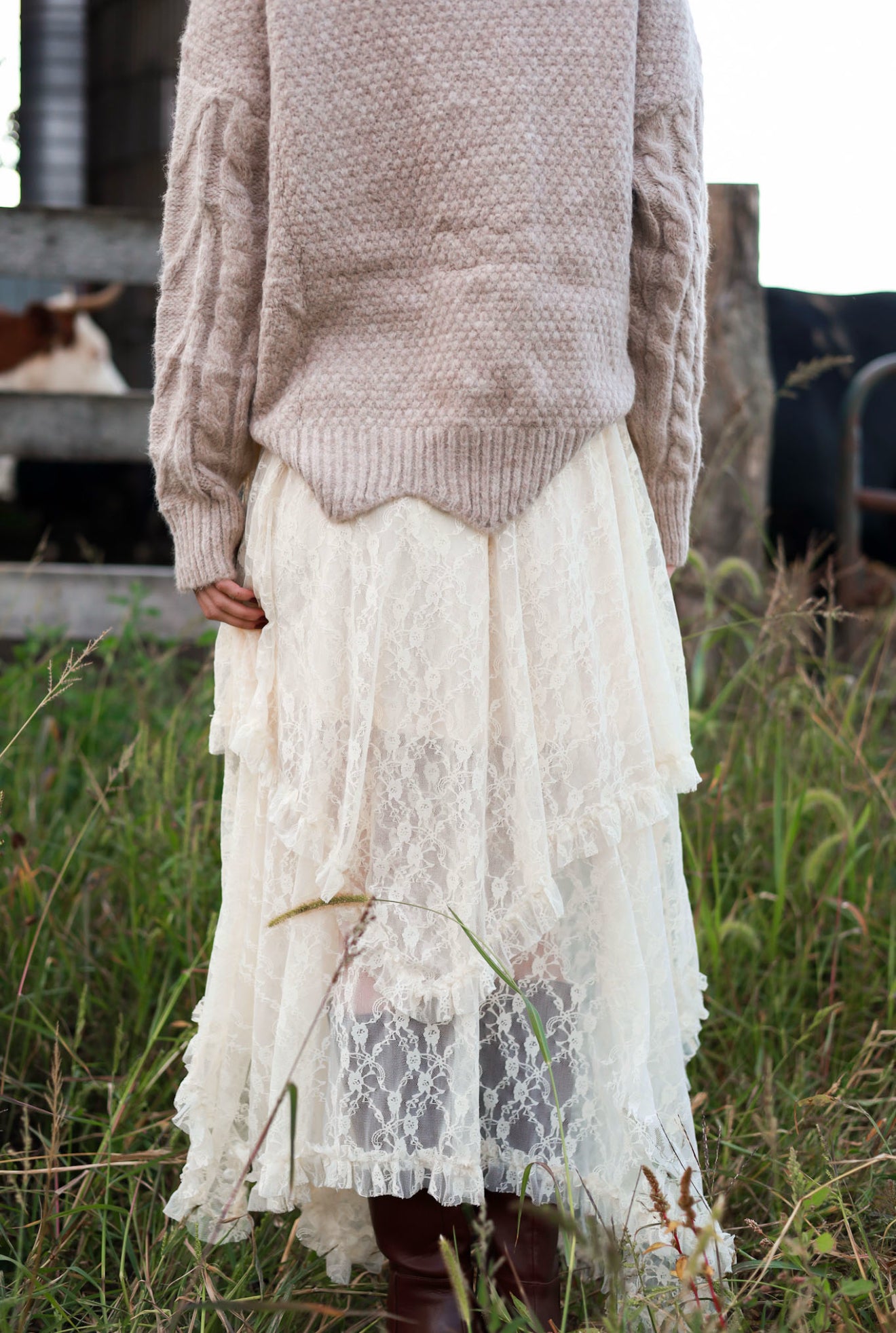 Antique Lace Skirt - Cream