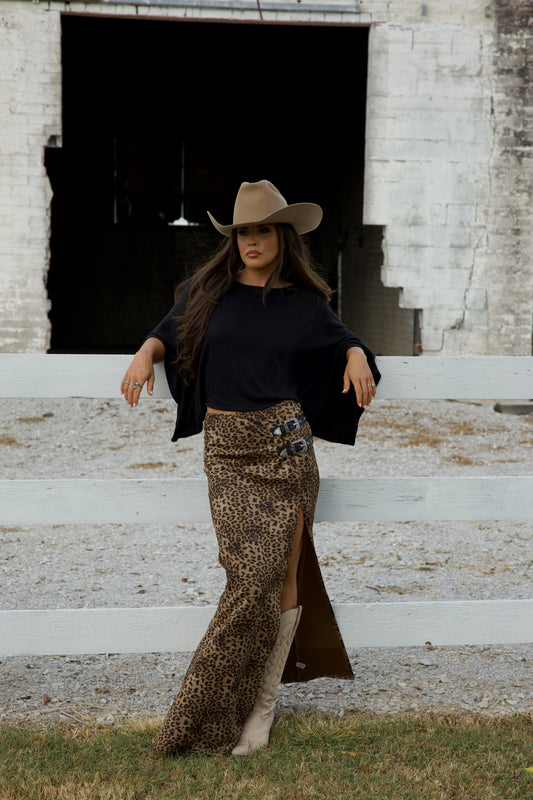 Bronc & Buckle Skirt - Leopard