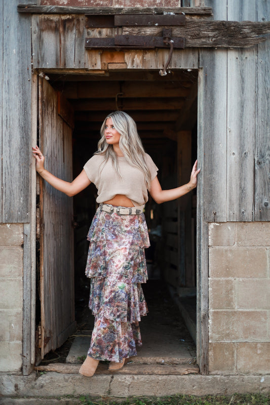 Meadowlark Blooms Tiered Maxi Skirt