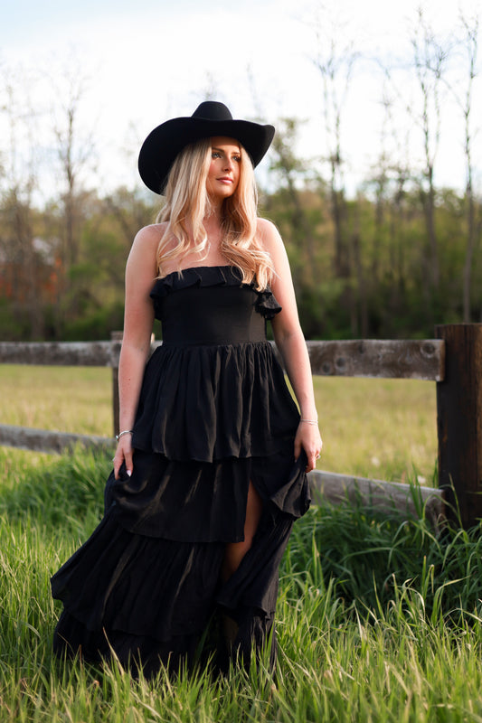 Meadow Muse Ruffle Dress - Black