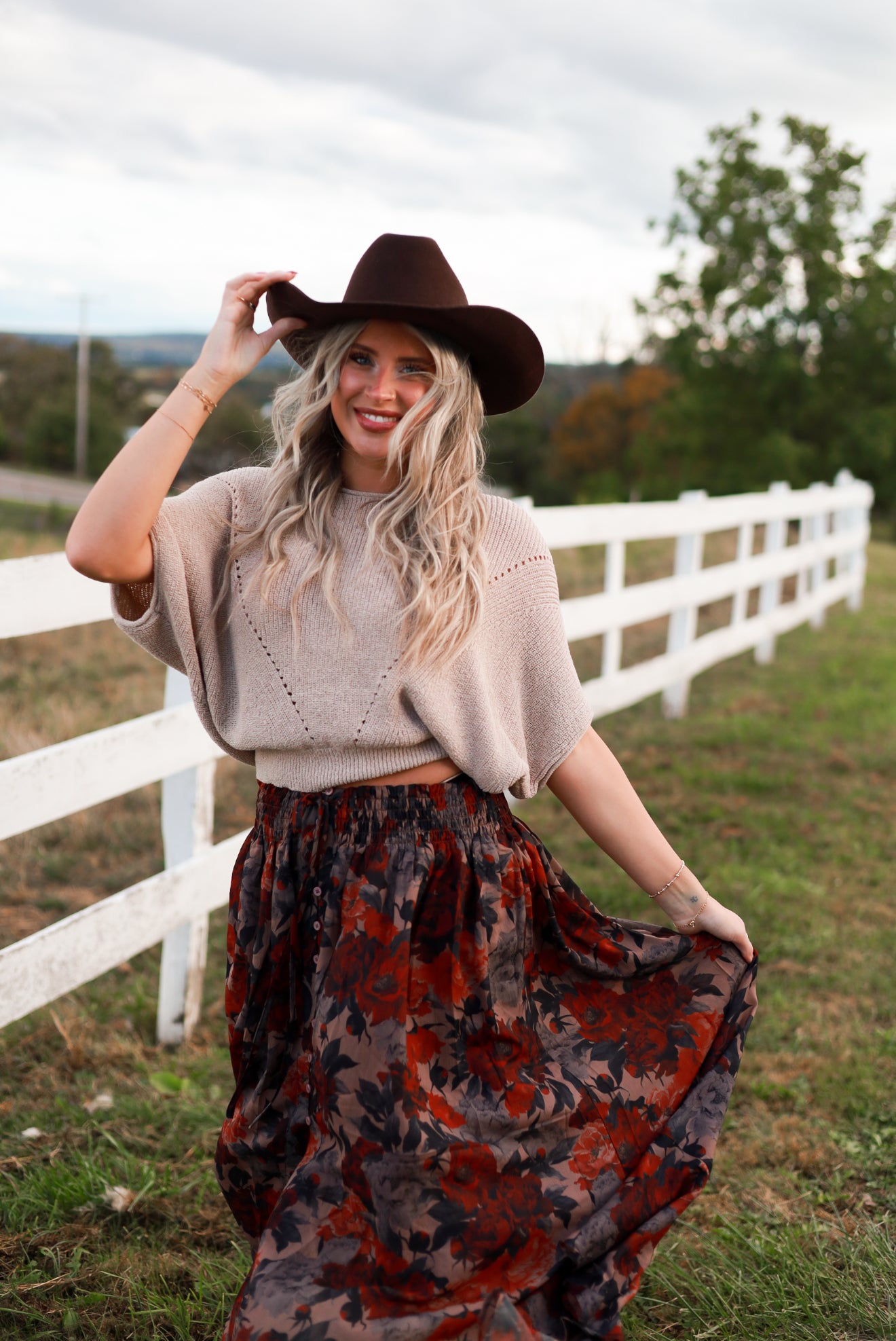 Poetry in Petals Skirt - Taupe