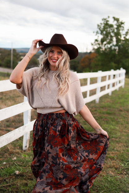 Poetry in Petals Skirt - Taupe